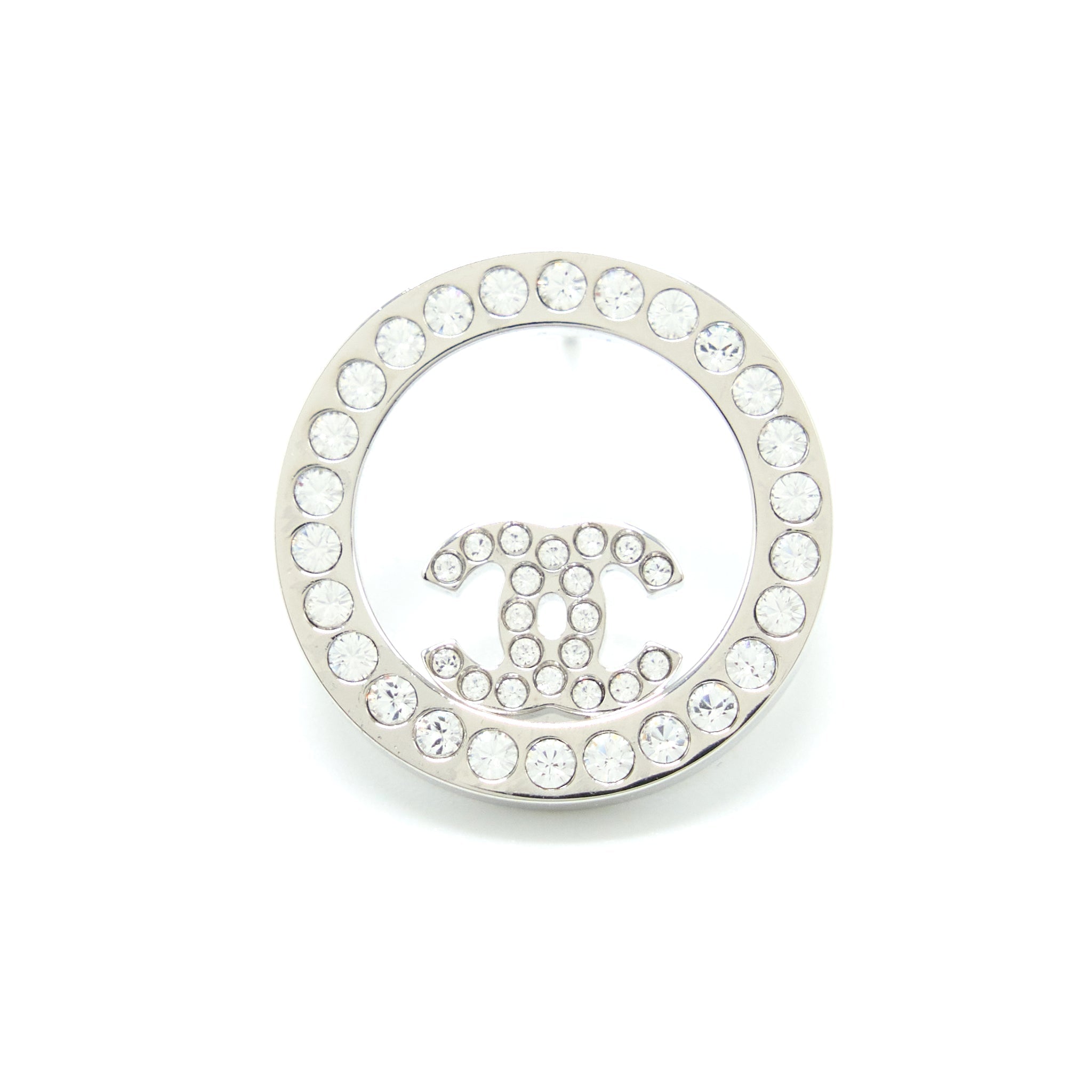 CHANEL ROUND CRYSTAL CC EARRINGS SHW