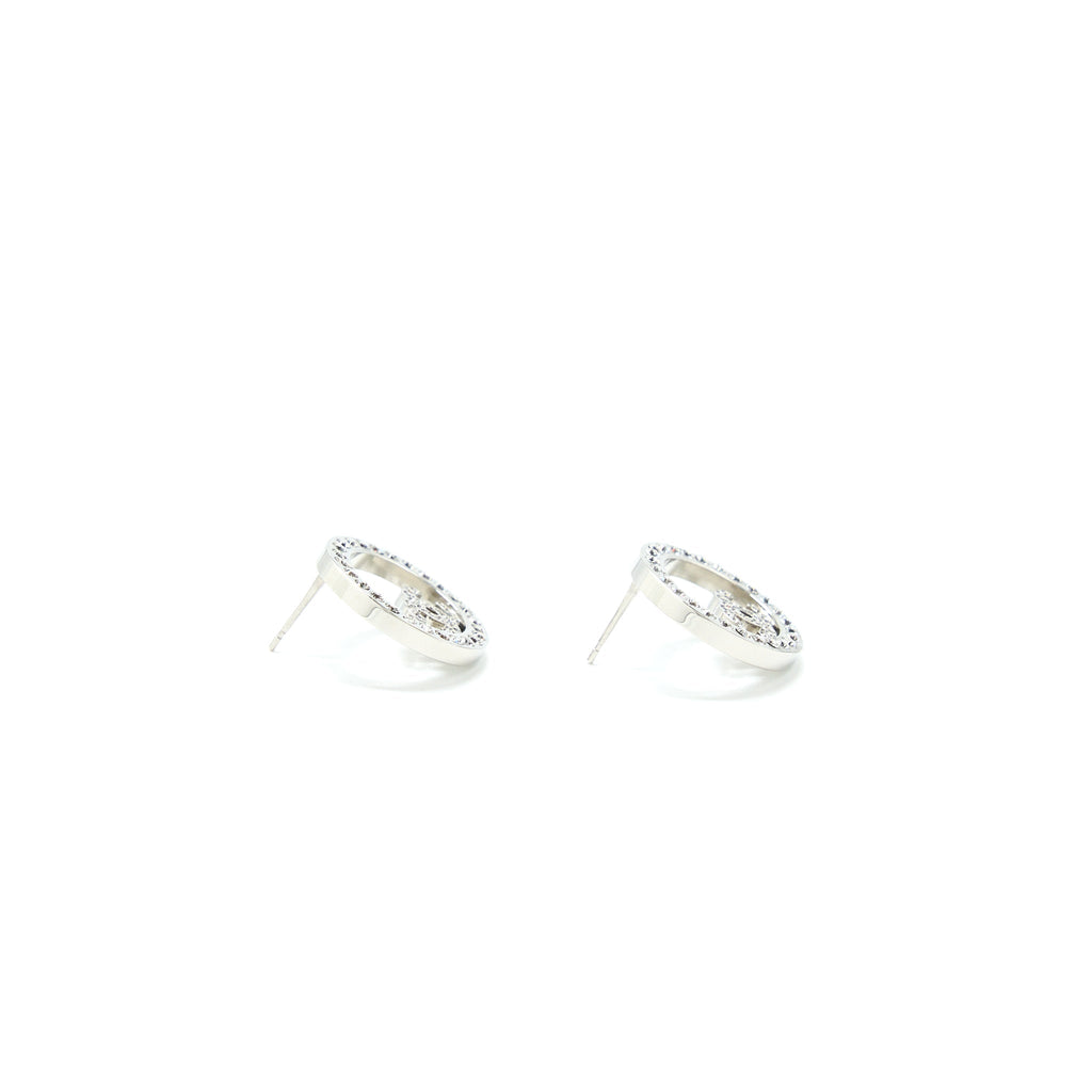 CHANEL ROUND CRYSTAL CC EARRINGS SHW