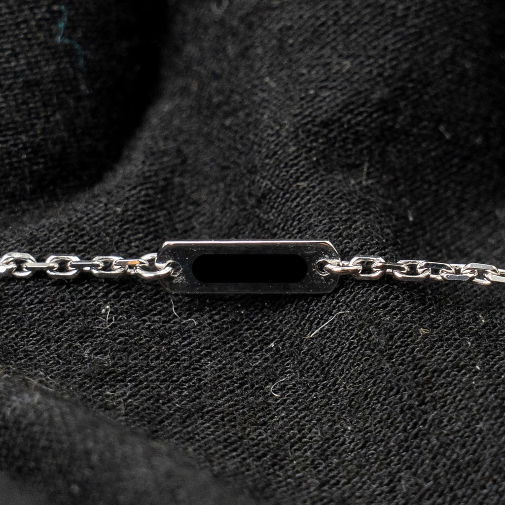 VAN CLEEF AND ARPELS PERLEE CLOVERS PENDANT WHITE GOLD DIAMONDS WITH ANGLE FILED TRACE CHAIN (SELL IN A SET)