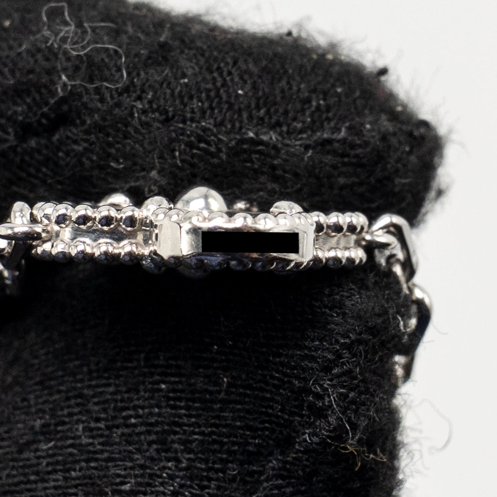 VAN CLEEF & ARPELS VINTAGE ALHAMBRA BRACELET 5 MOTIFS GUILLOCHE WHITE GOLD