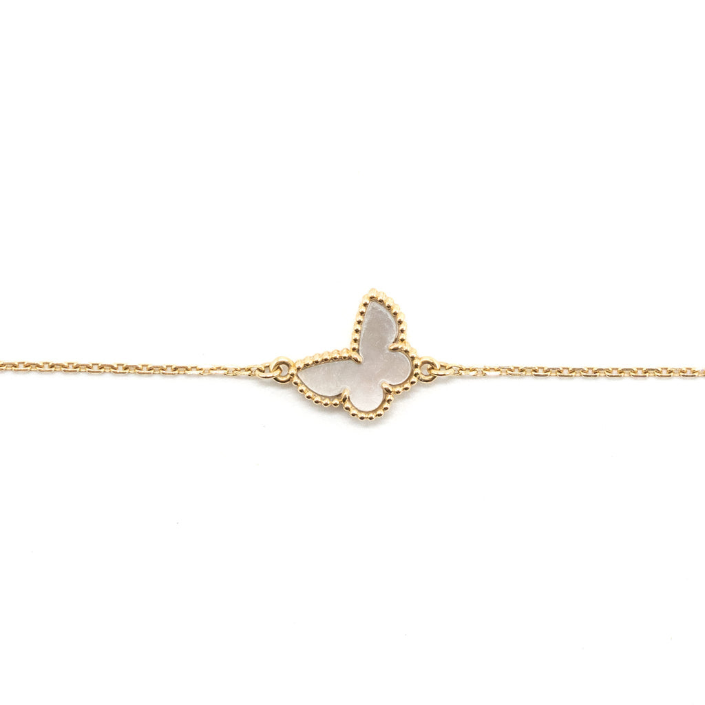 VAN CLEEF & ARPELS SWEET ALHAMBRA BUTTERFLY BRACELET MOTHER OF PEARL YELLOW GOLD