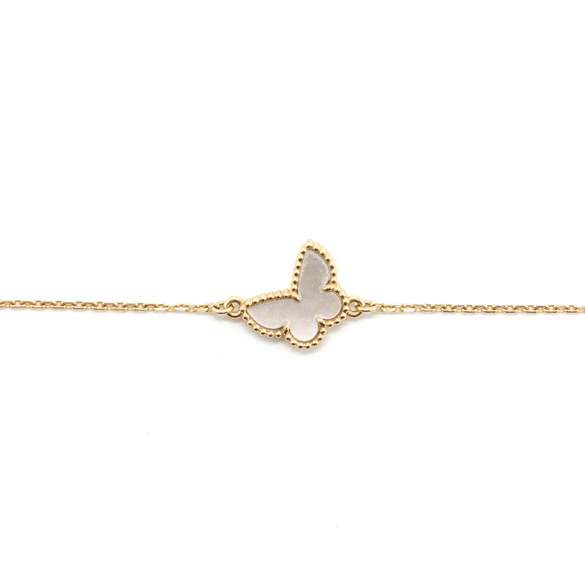 VAN CLEEF & ARPELS SWEET ALHAMBRA BUTTERFLY BRACELET MOTHER OF PEARL YELLOW GOLD