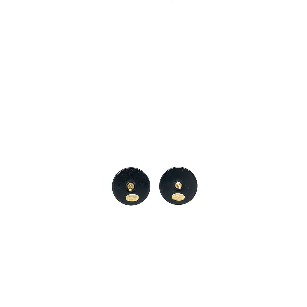 CHANEL ROUND CC LOGO EARRINGS BLACK/GOLD
