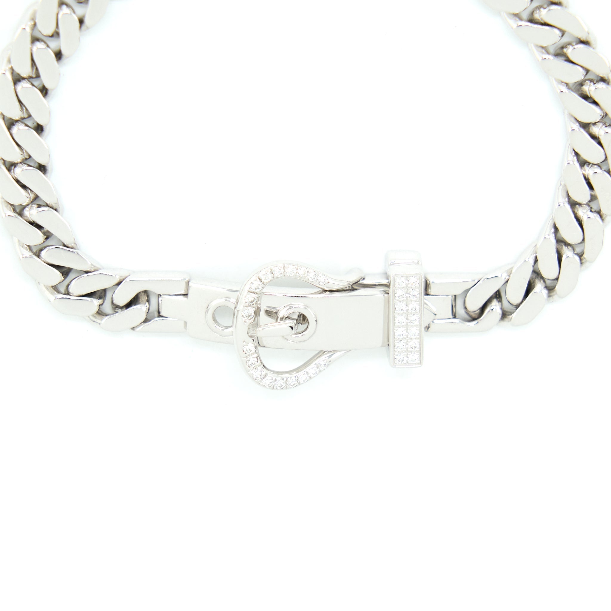 HERMES BOUCLE SELLIER BRACELET WHITE GOLD WITH DIAMONDS