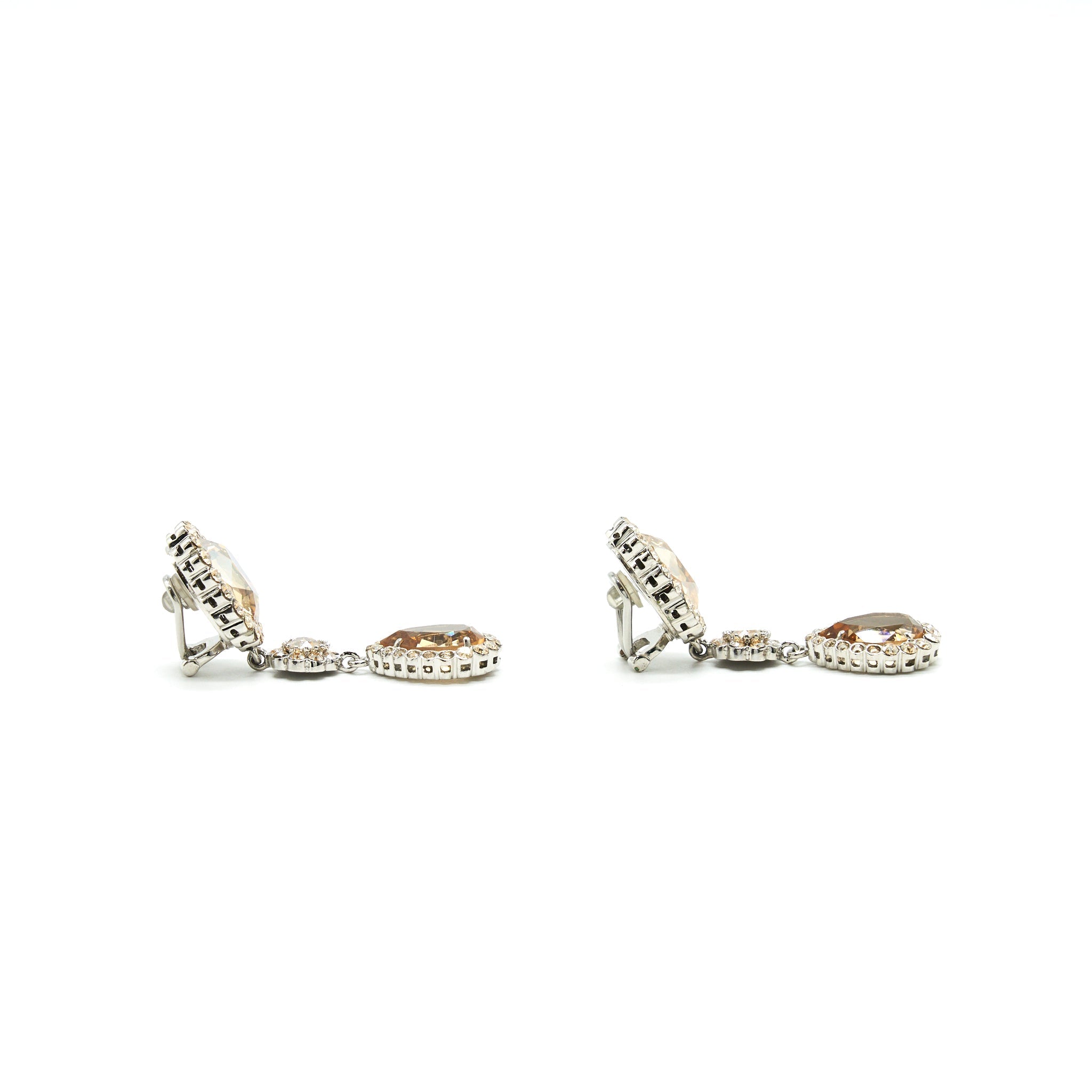 MIU MIU CRYSTAL EARRINGS BEIGE