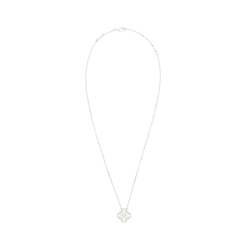 VAN CLEEF AND ARPELS VINTAGE ALHAMBRA PENDANT WHITE GOLD WITH DIMOND