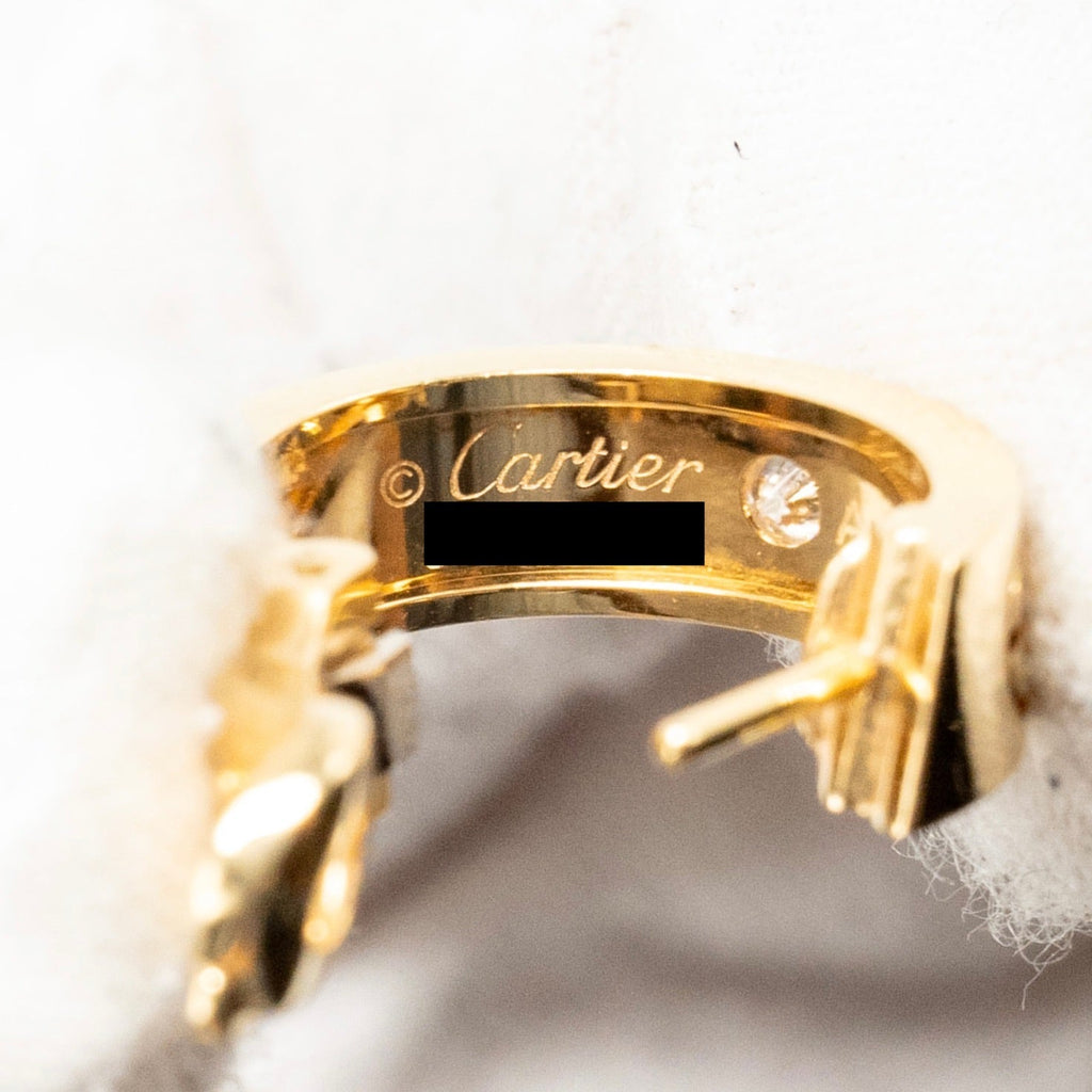 CARTIER LOVE HOOP EARRINGS CLASSIC MODEL YELLOW GOLD, 2 DIAMONDS