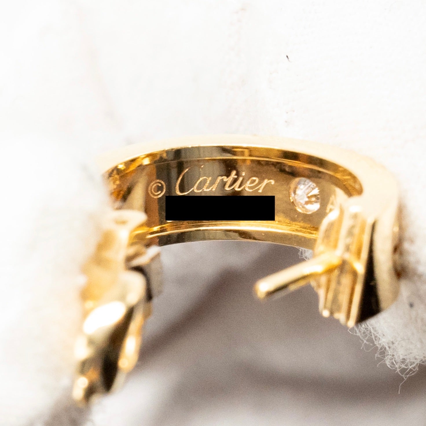 CARTIER LOVE HOOP EARRINGS CLASSIC MODEL YELLOW GOLD, 2 DIAMONDS