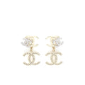 CHANEL MULTI CC DROP EARRINGS WITH CRYSTAL AND PEARL