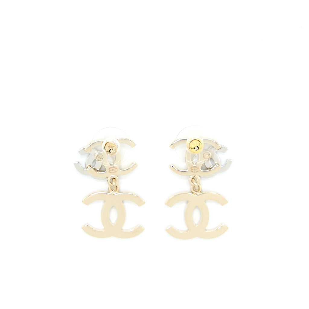 CHANEL MULTI CC DROP EARRINGS WITH CRYSTAL AND PEARL