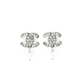 CHANEL CRYSTAL CC EARRINGS WITH DROPPING PEARL SHW