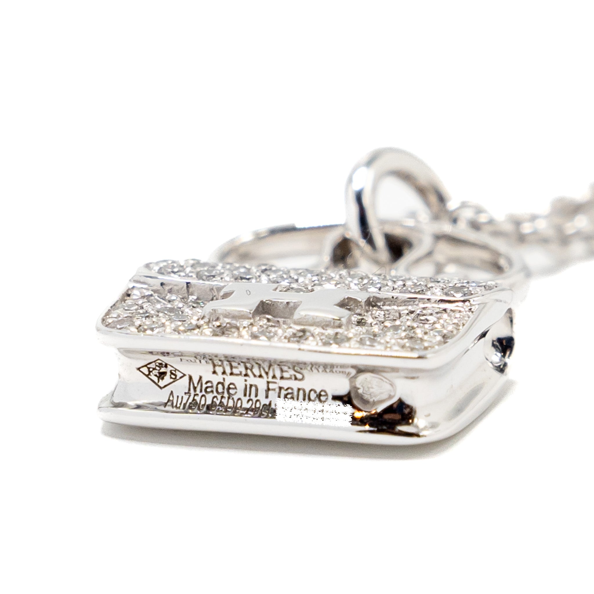 HERMES AMULETTE CONSTANCE PENDANT WHITE GOLD DIAMONDS