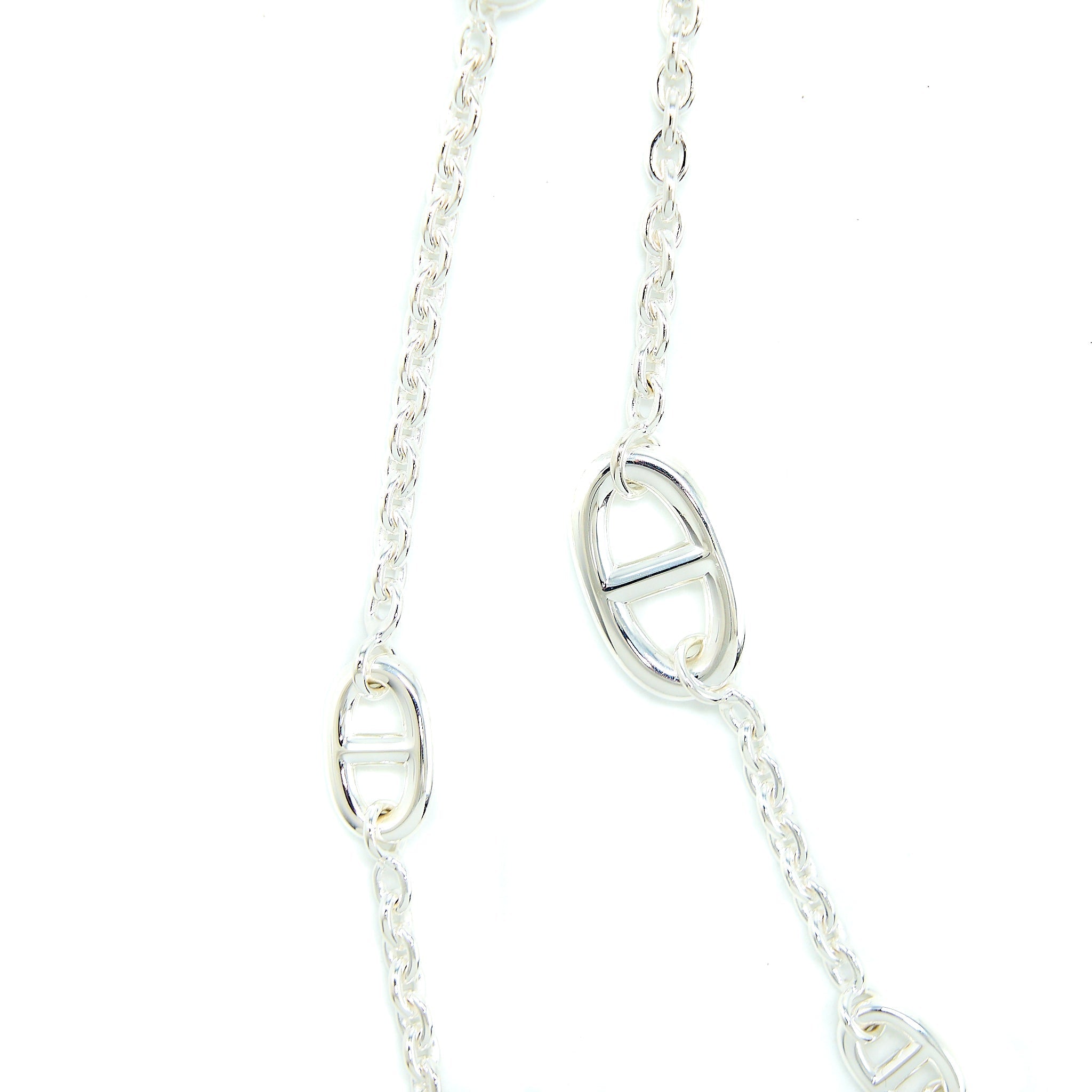 HERMES 120CM FARANDOLE LONG NECKLACE SILVER TONE
