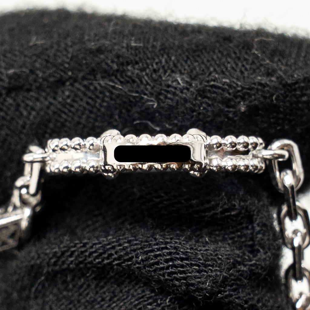 VAN CLEEF & ARPELS VINTAGE ALHAMBRA BRACELET, 5 MOTIFS CHALCEDONY WHITE GOLD