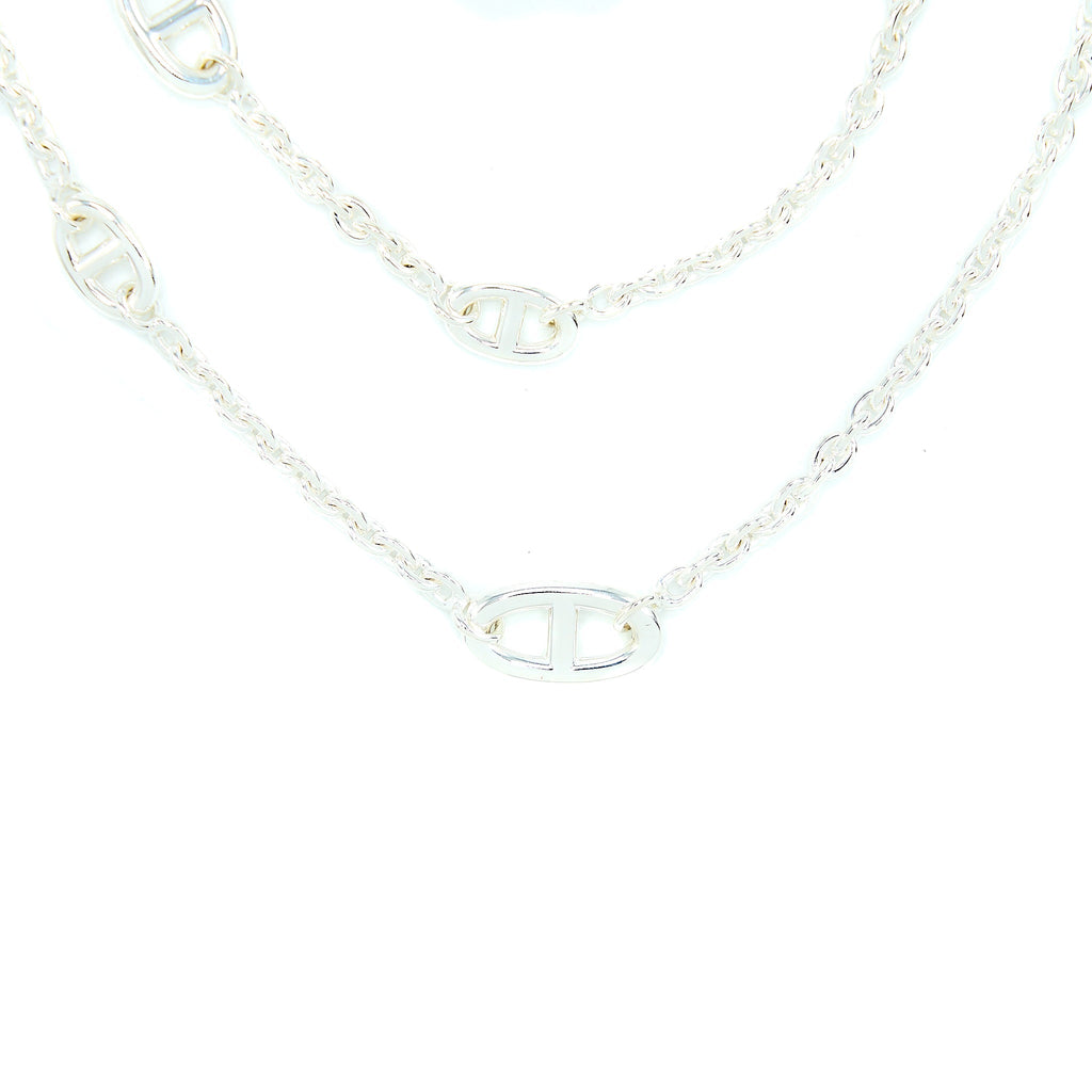 HERMES 120CM FARANDOLE LONG NECKLACE SILVER TONE