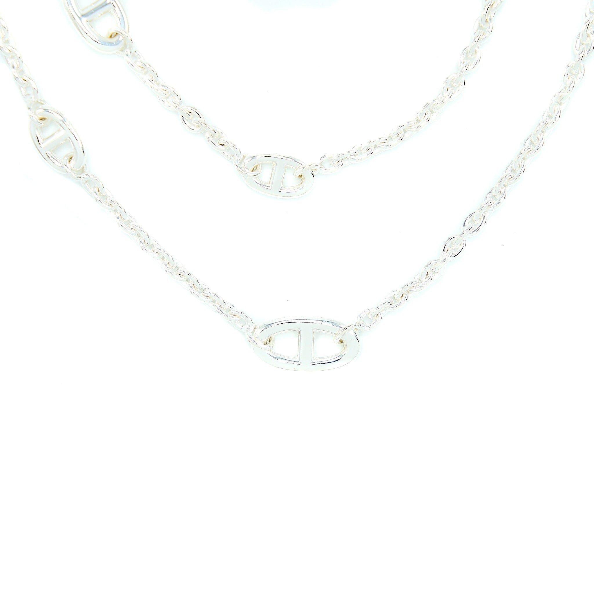 HERMES 120CM FARANDOLE LONG NECKLACE SILVER TONE
