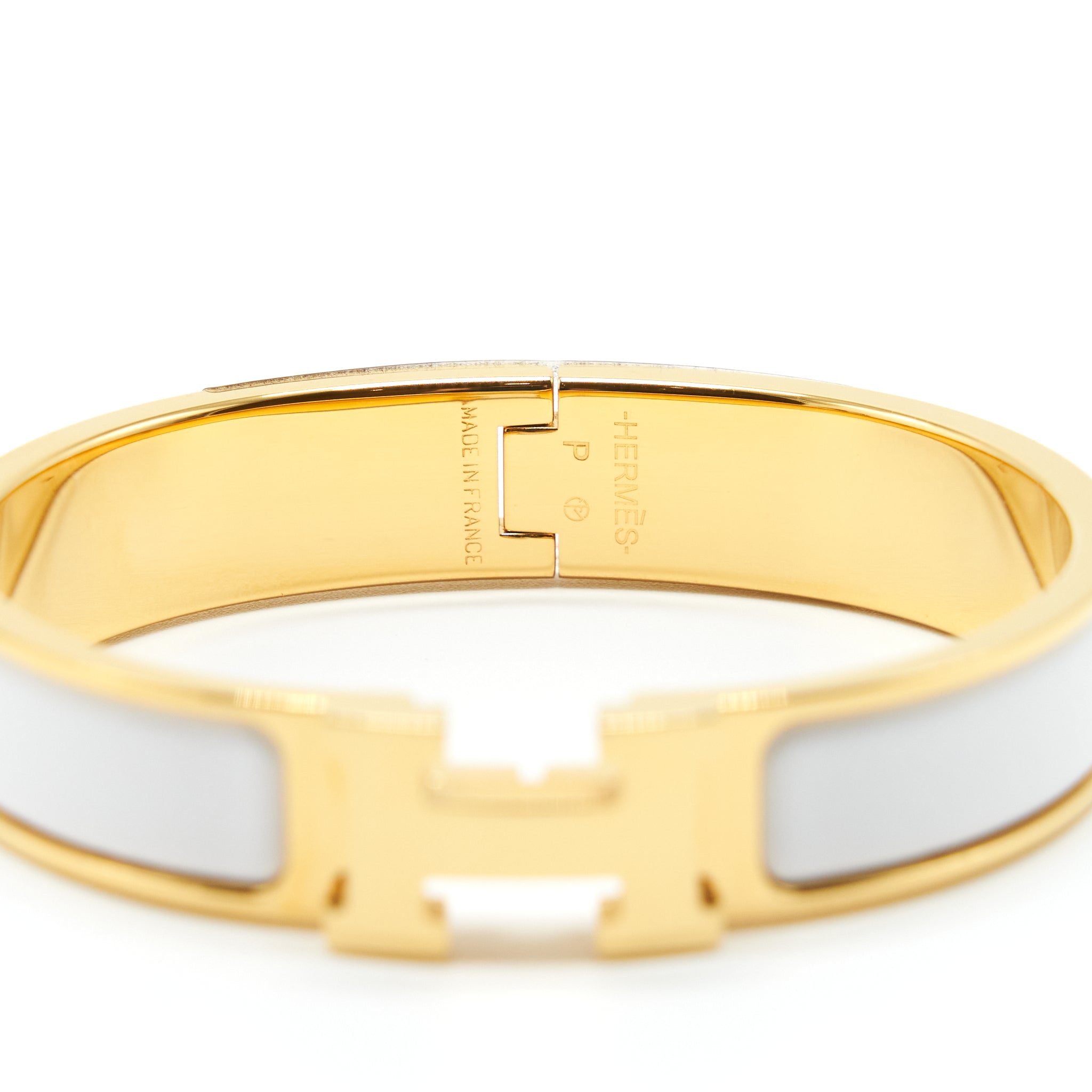 HERMES CLIC H BRACELET WHITE GHW