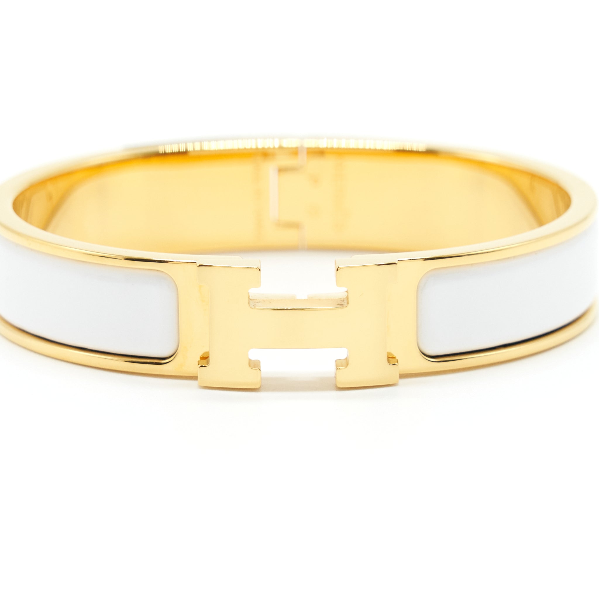 HERMES CLIC H BRACELET WHITE GHW