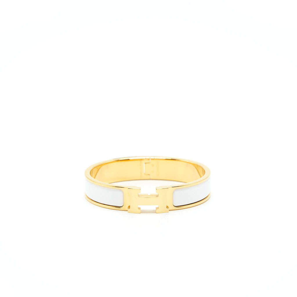 HERMES CLIC H BRACELET WHITE GHW