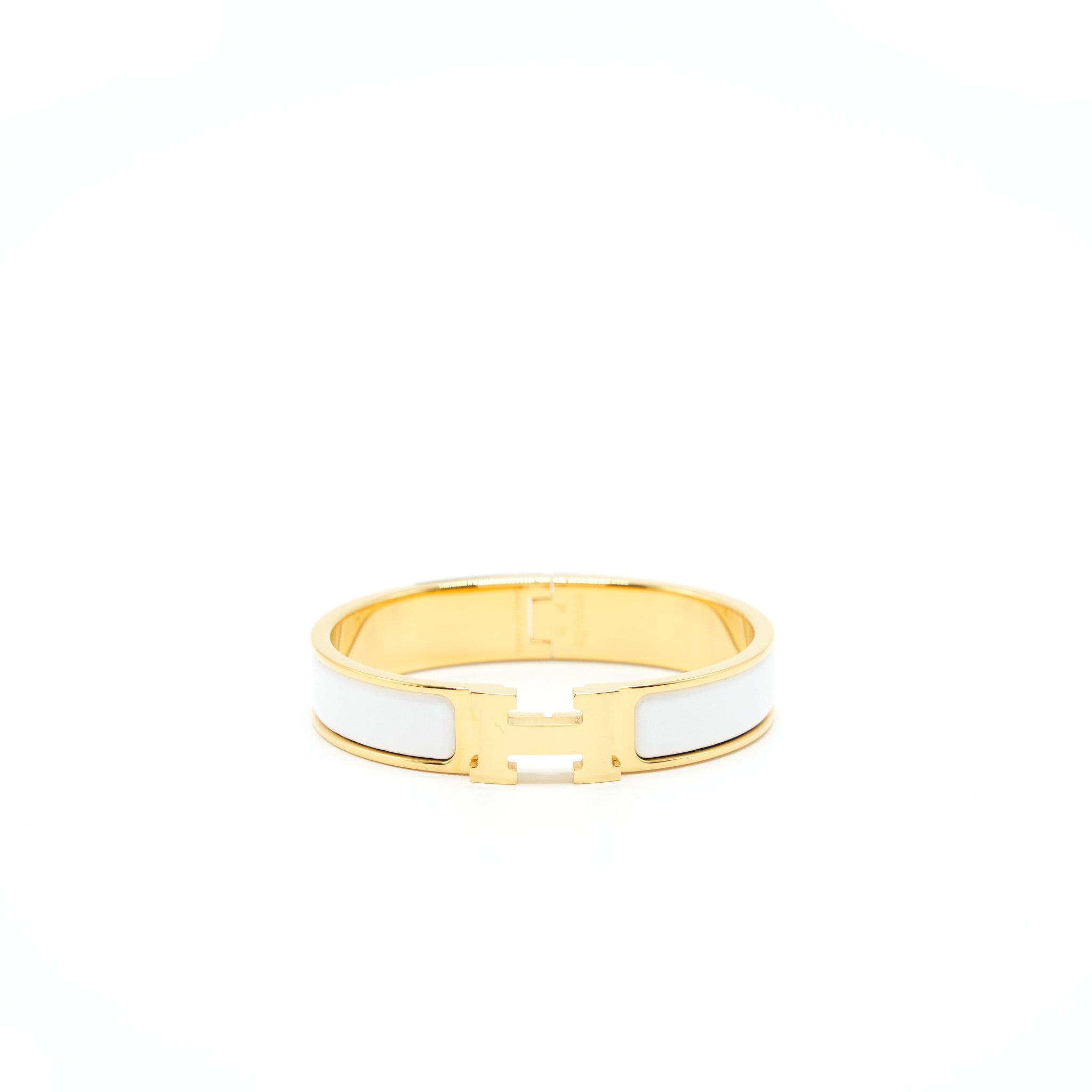 HERMES CLIC H BRACELET WHITE GHW