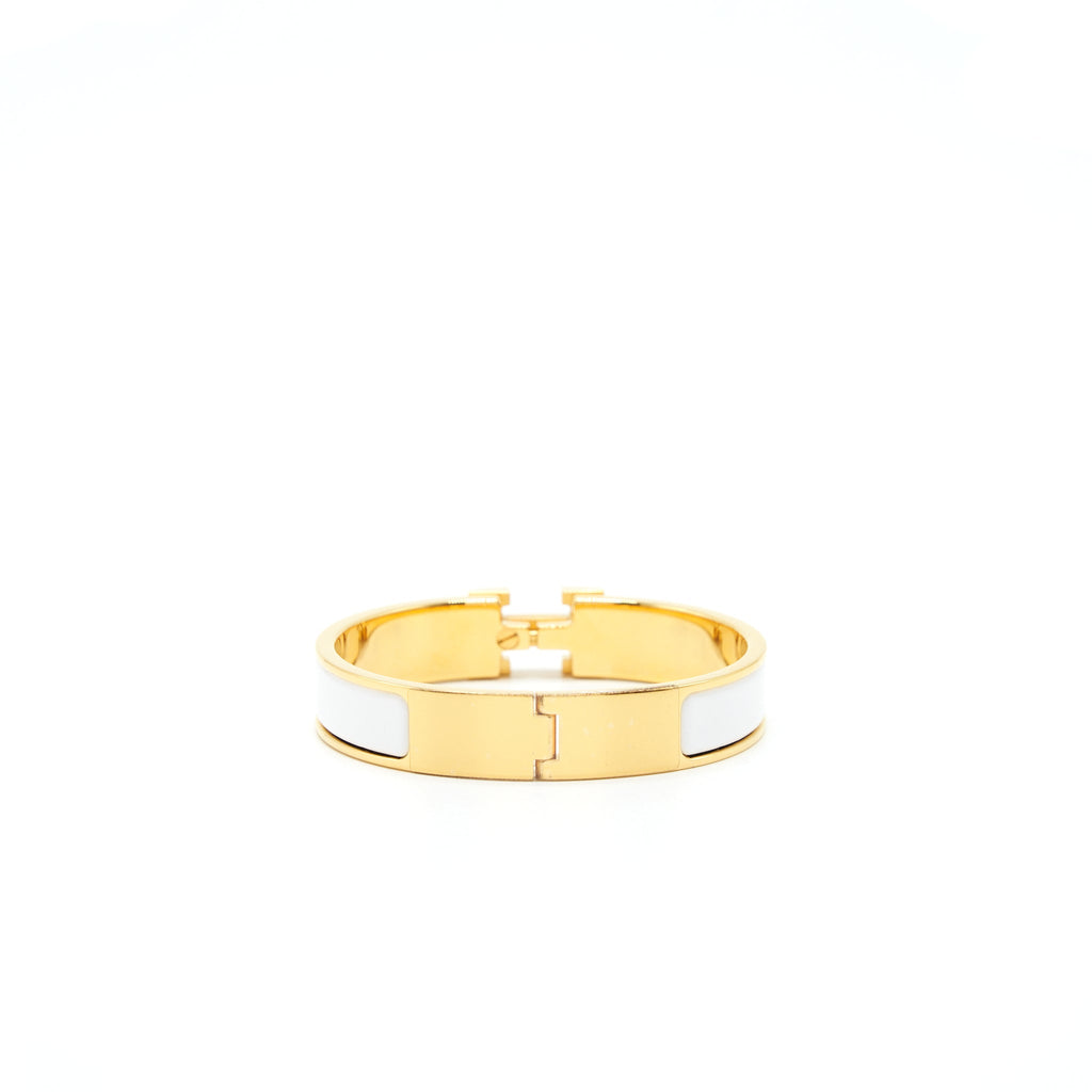 HERMES CLIC H BRACELET WHITE GHW