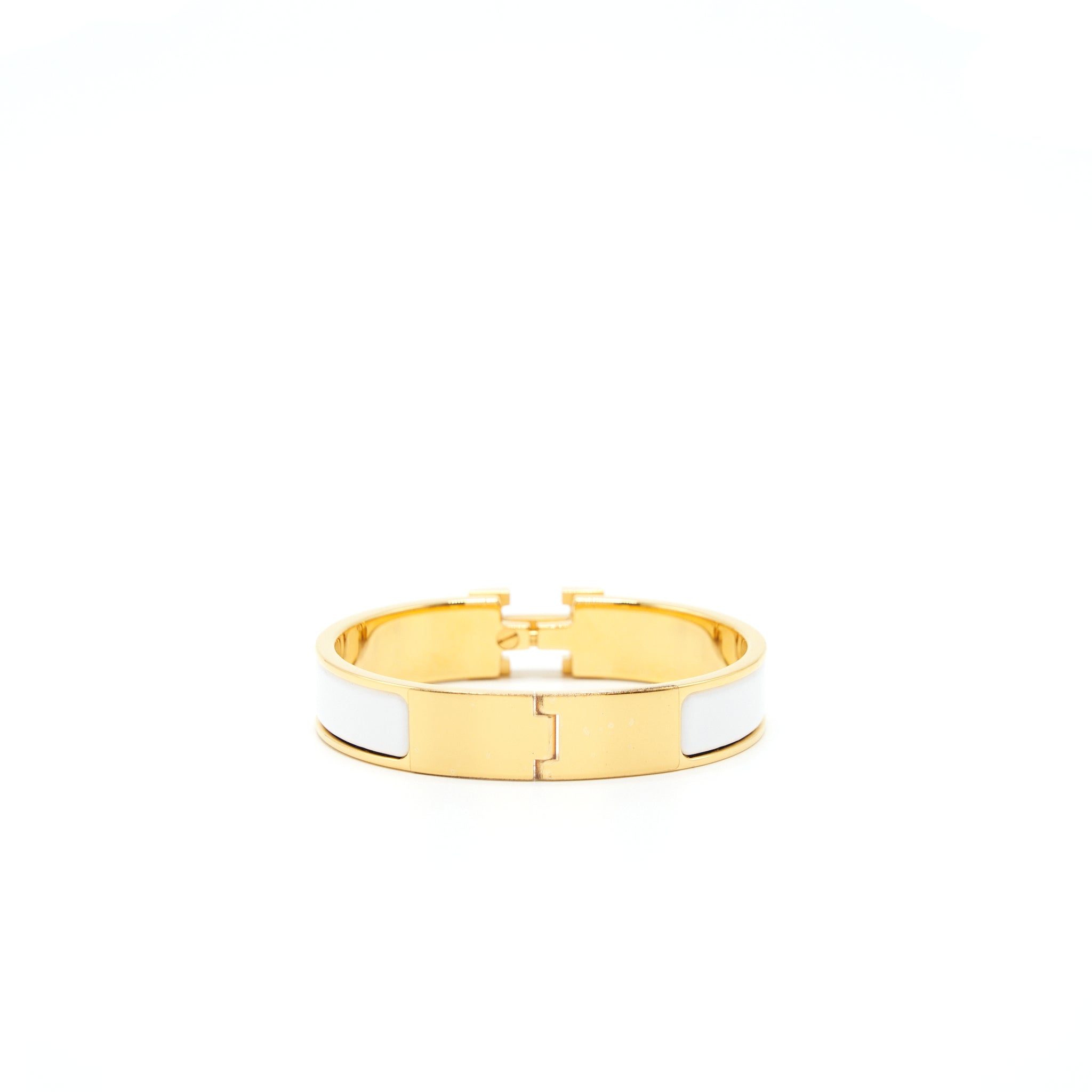 HERMES CLIC H BRACELET WHITE GHW