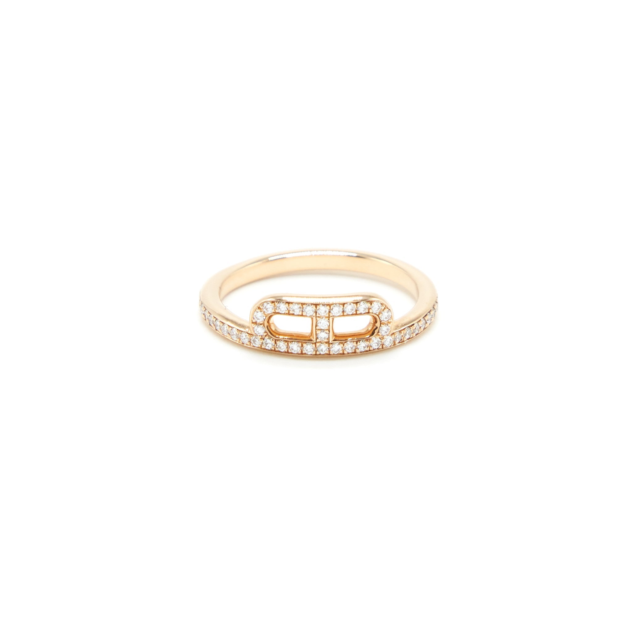 HERMES LINK D’HERMES RING WITH DIAMONDS ROSE GOLD