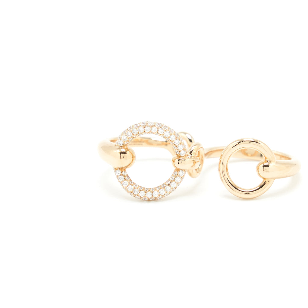 HERMES FILET D'OR DOUBLE RING WITH DIAMONDS ROSE GOLD