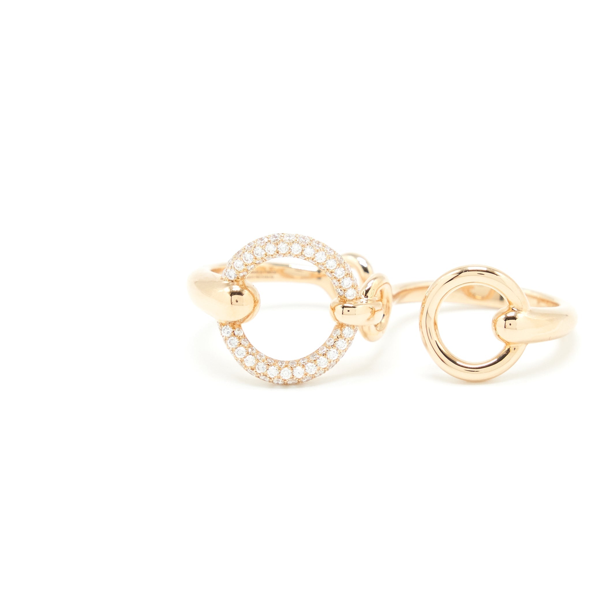 HERMES FILET D'OR DOUBLE RING WITH DIAMONDS ROSE GOLD