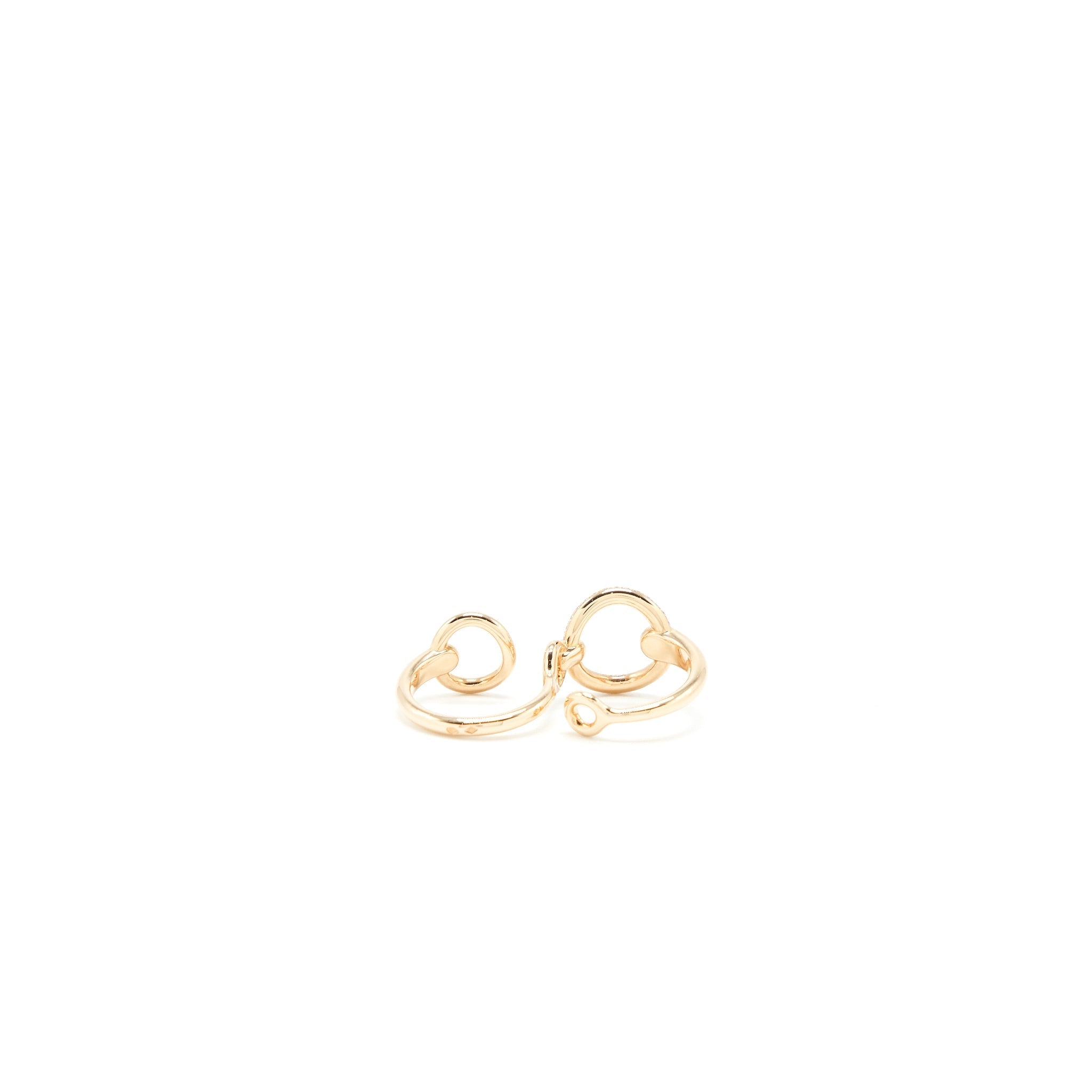 HERMES FILET D'OR DOUBLE RING WITH DIAMONDS ROSE GOLD