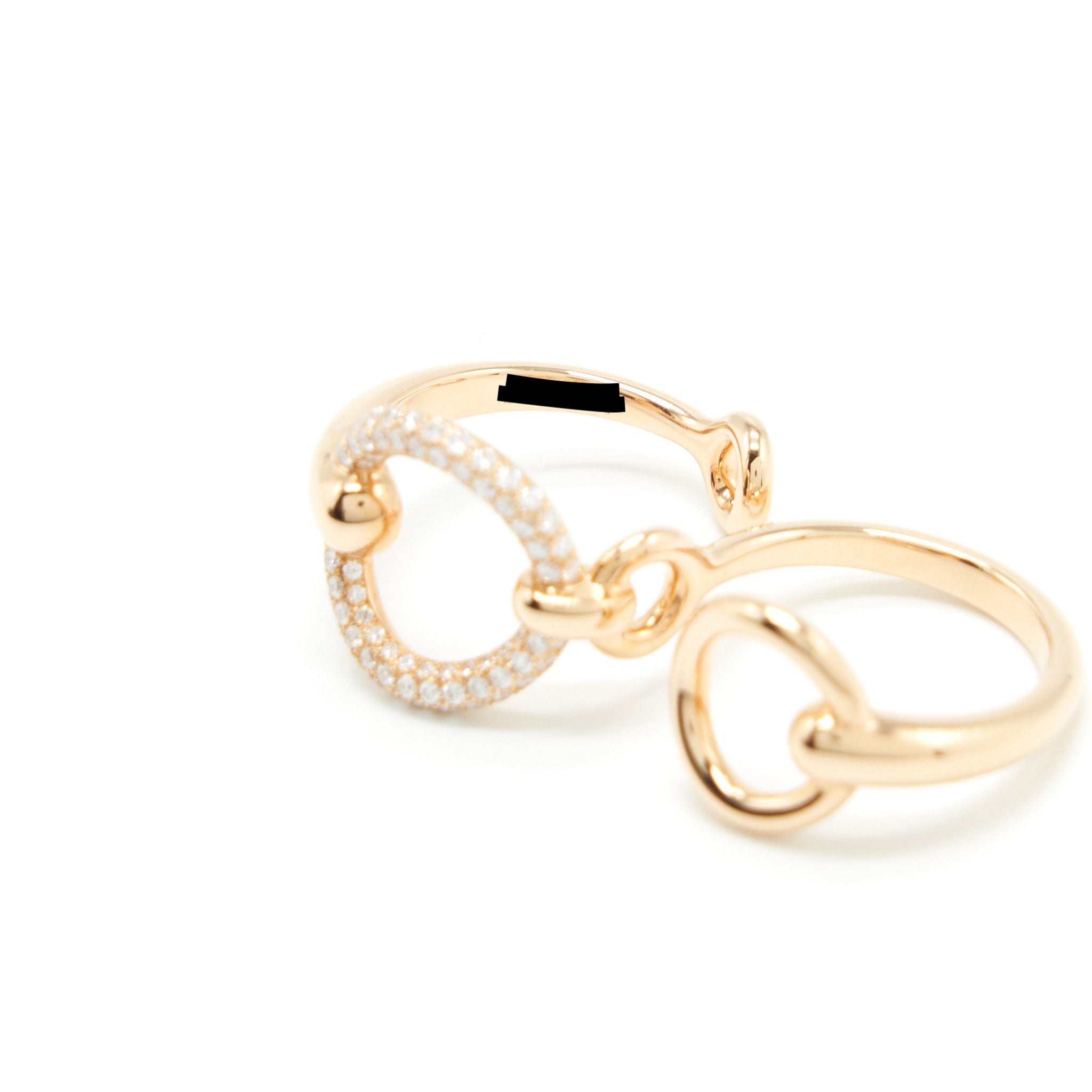 HERMES FILET D'OR DOUBLE RING WITH DIAMONDS ROSE GOLD