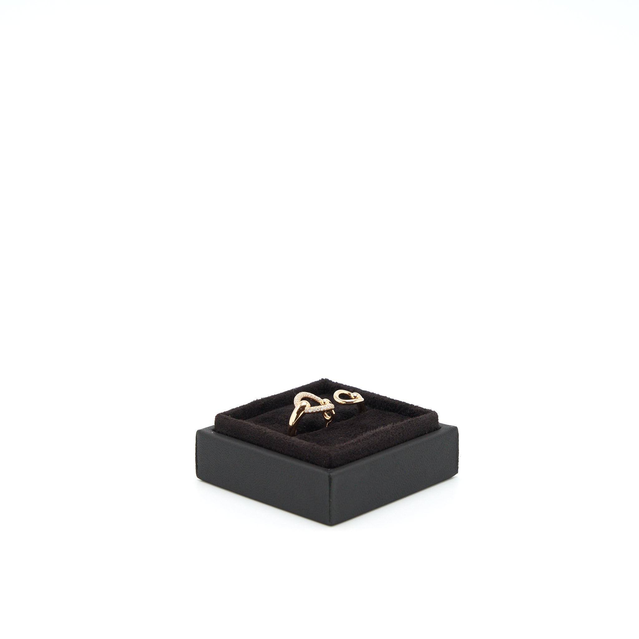 HERMES FILET D'OR DOUBLE RING WITH DIAMONDS ROSE GOLD
