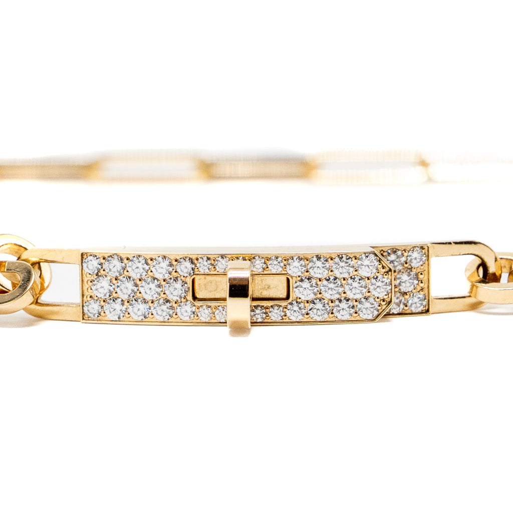 HERMES KELLY CHAIN CHOCKER/DOUBLE BRACELET YELLOW GOLD, DIAMONDS
