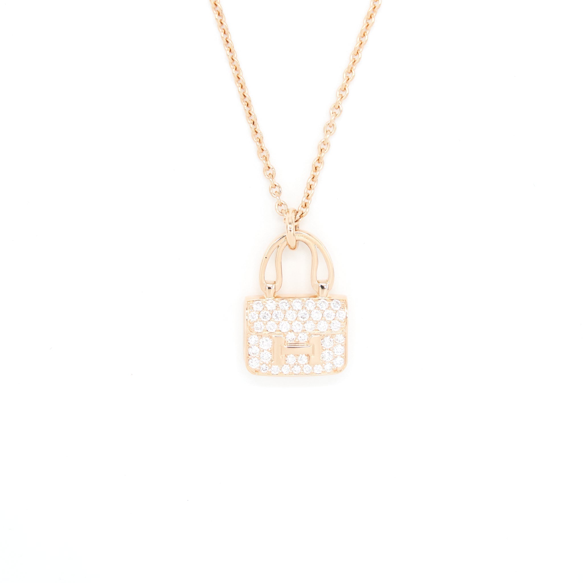 HERMES AMULETTE CONSTANCE PENDANT ROSE GOLD WITH DIAMONDS