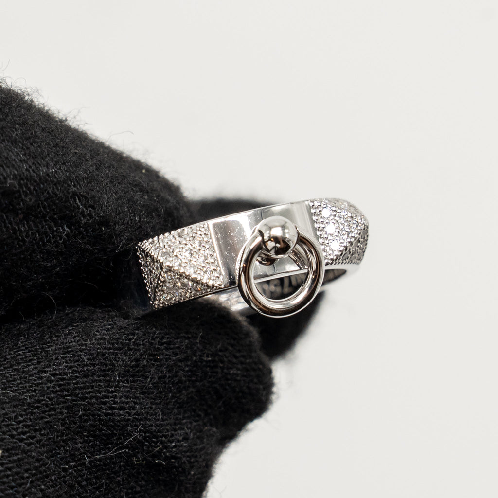 HERMES COLLIER DE CHIEN RING WHITE GOLD WITH DIAMONDS
