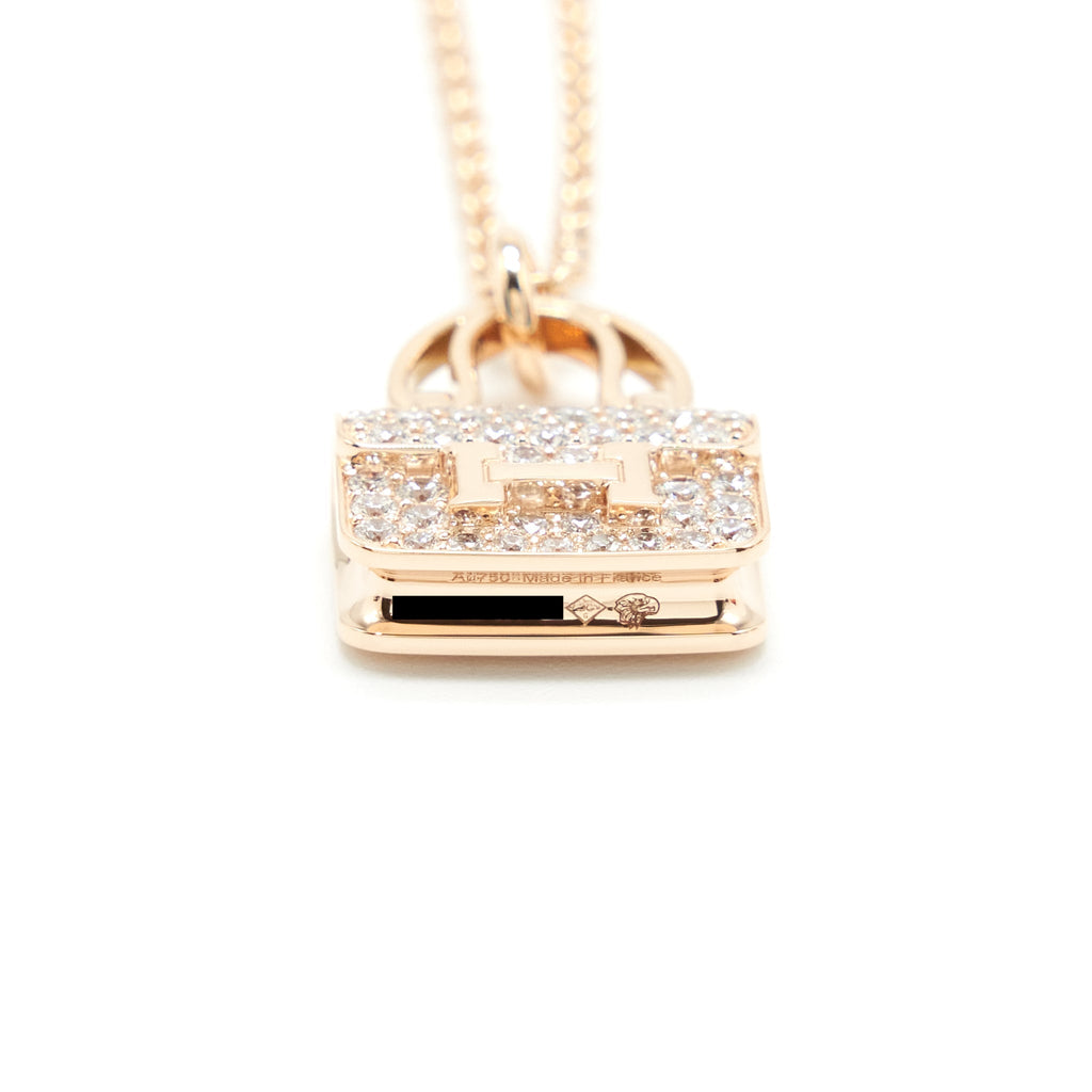 HERMES AMULETTE CONSTANCE PENDANT ROSE GOLD WITH DIAMONDS