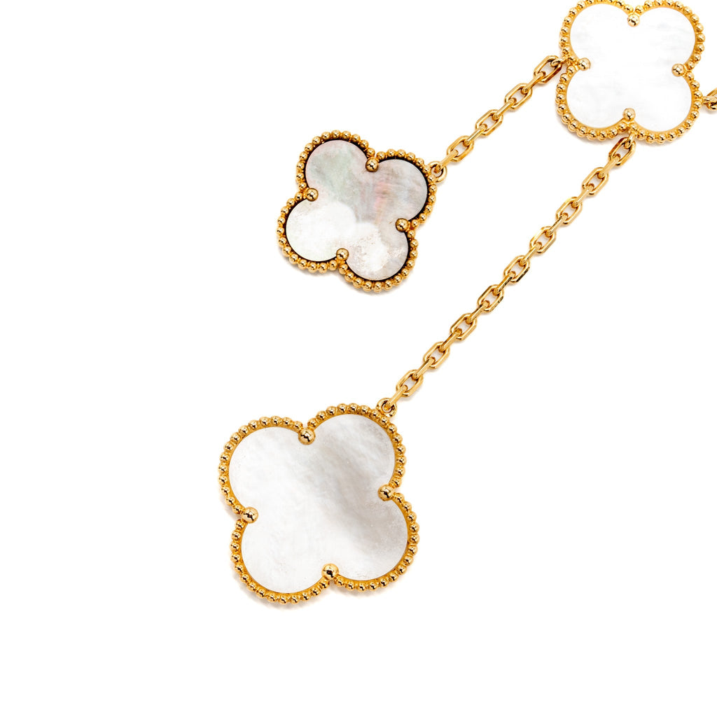 VAN CLEEF & ARPELS MAGIC ALHAMBRA 6 MOTIF NECKLACE YELLOW GOLD/ MOTHER OF PEARL/ONYX