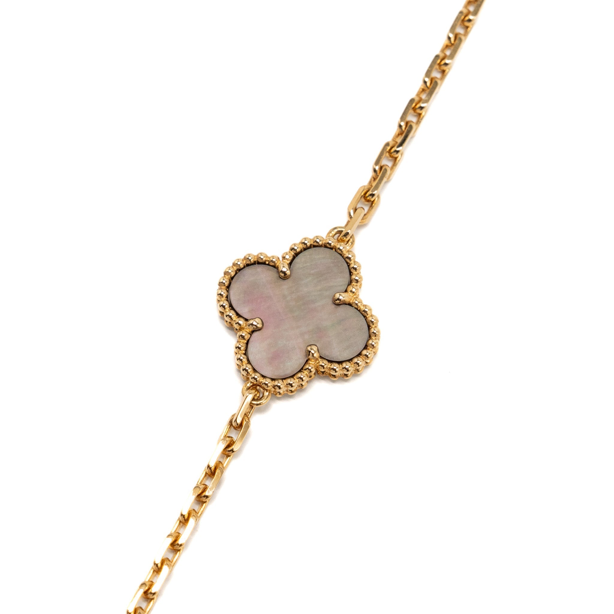 VAN CLEEF & ARPELS MAGIC ALHAMBRA 6 MOTIF NECKLACE YELLOW GOLD/ MOTHER OF PEARL/ONYX