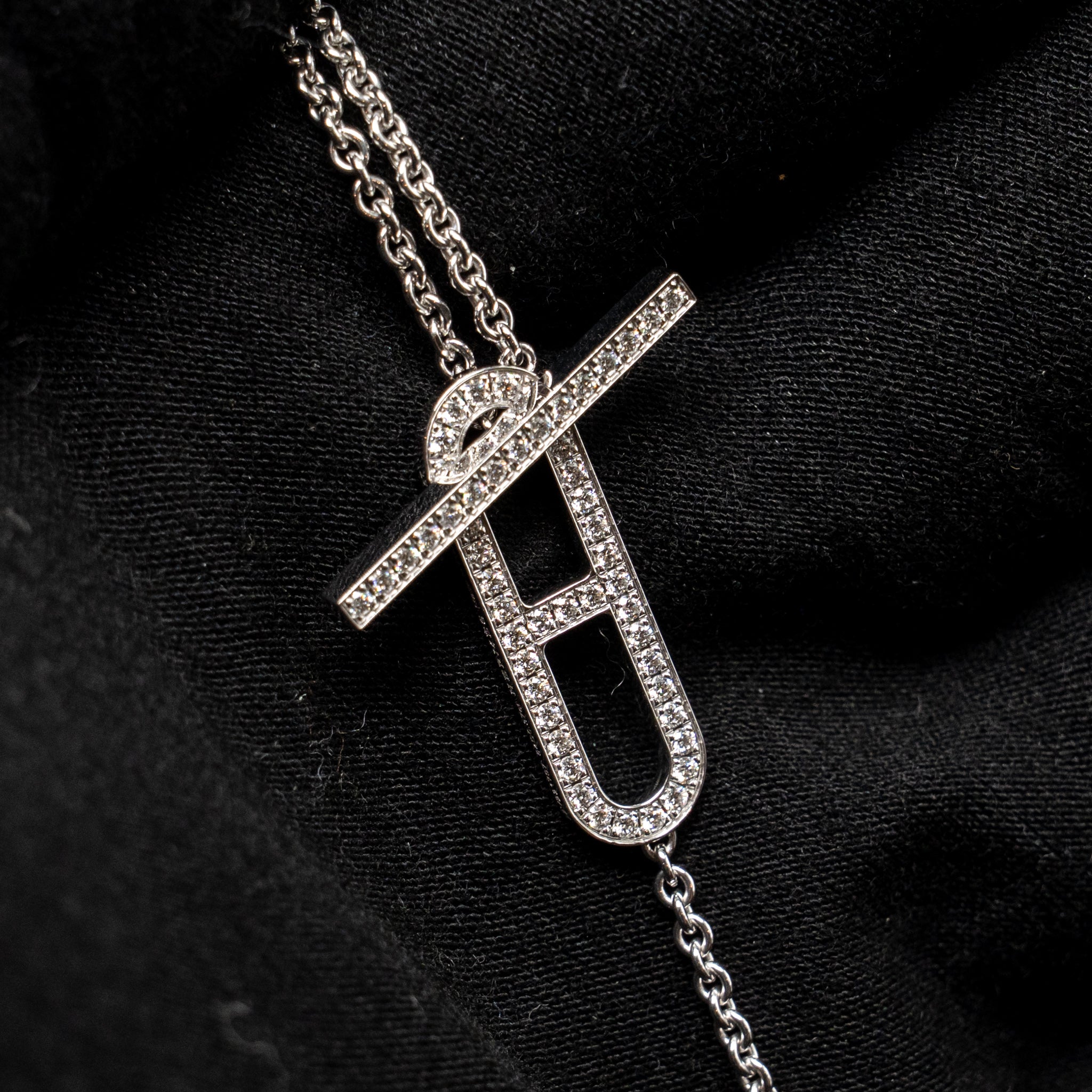 HERMES EVER CHAINE D ANDRE NECKLACE WHITE GOLD DIAMONDS