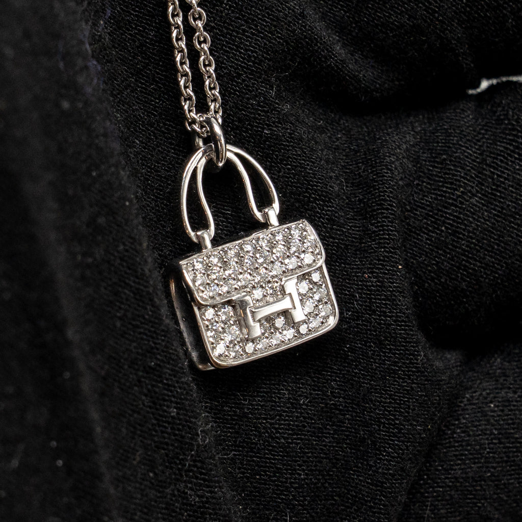 HERMES AMULETTE CONSTANCE PENDANT WHITE GOLD DIAMONDS