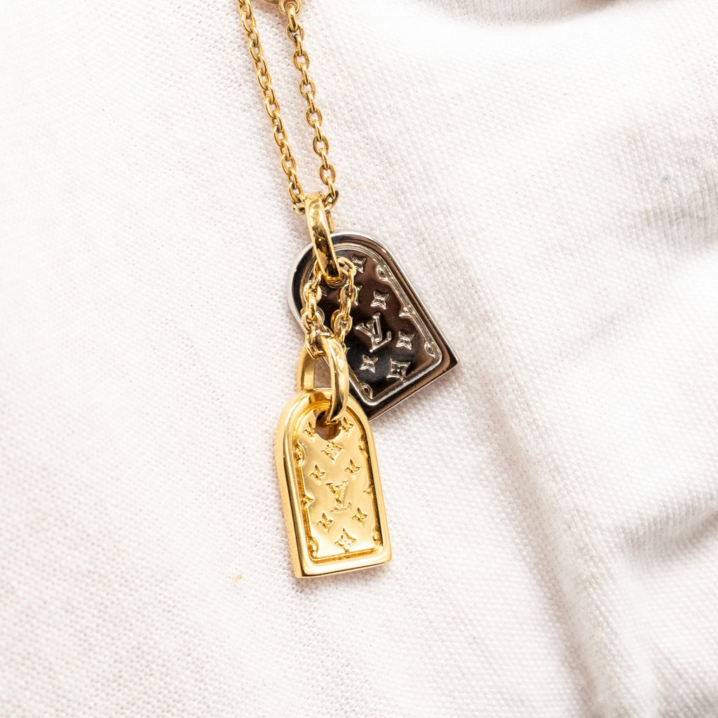 LOUIS VUITTON NANOGRAM NECKLACE GOLD/SILVER TONE