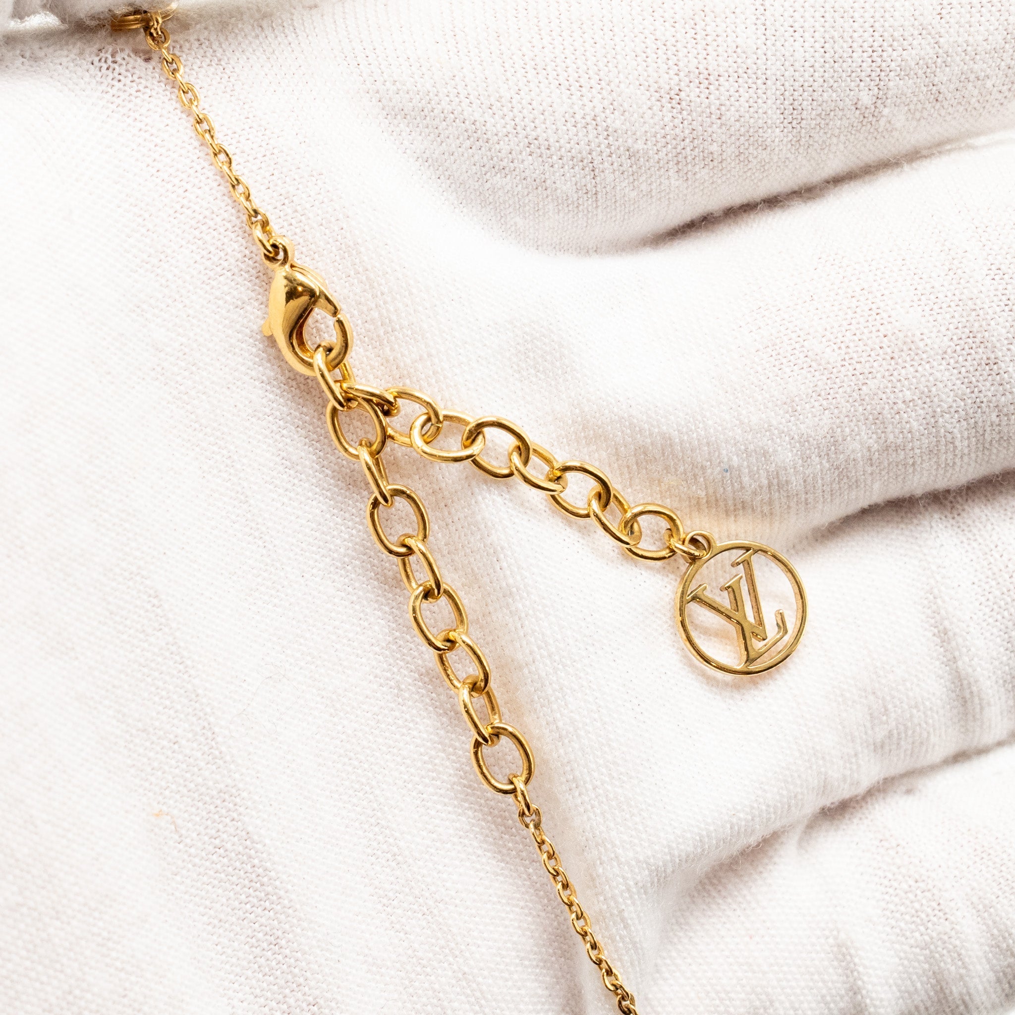 LOUIS VUITTON NANOGRAM NECKLACE GOLD/SILVER TONE
