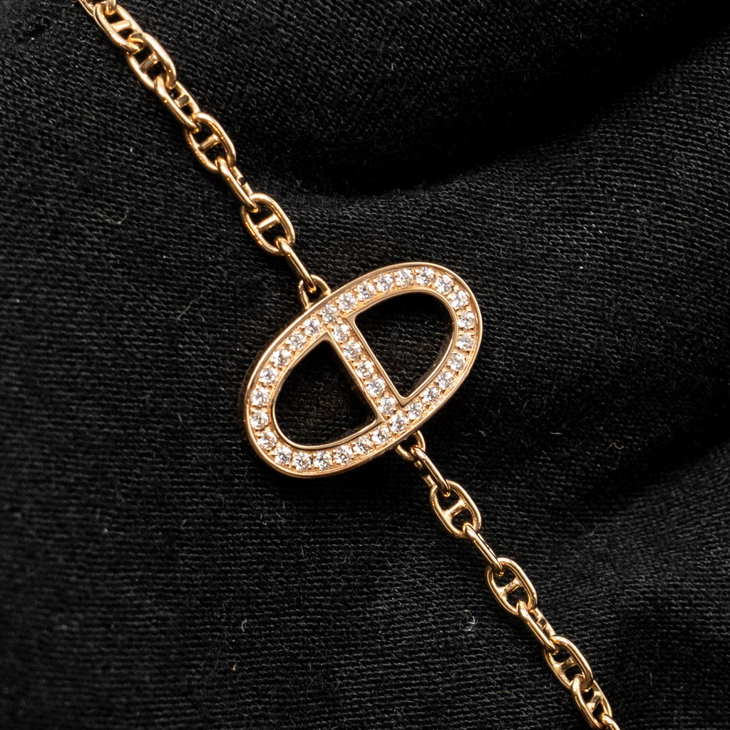 HERMES CHAINE D’ANCRE CONTOUR BRACELET ROSE GOLD DIAMONDS
