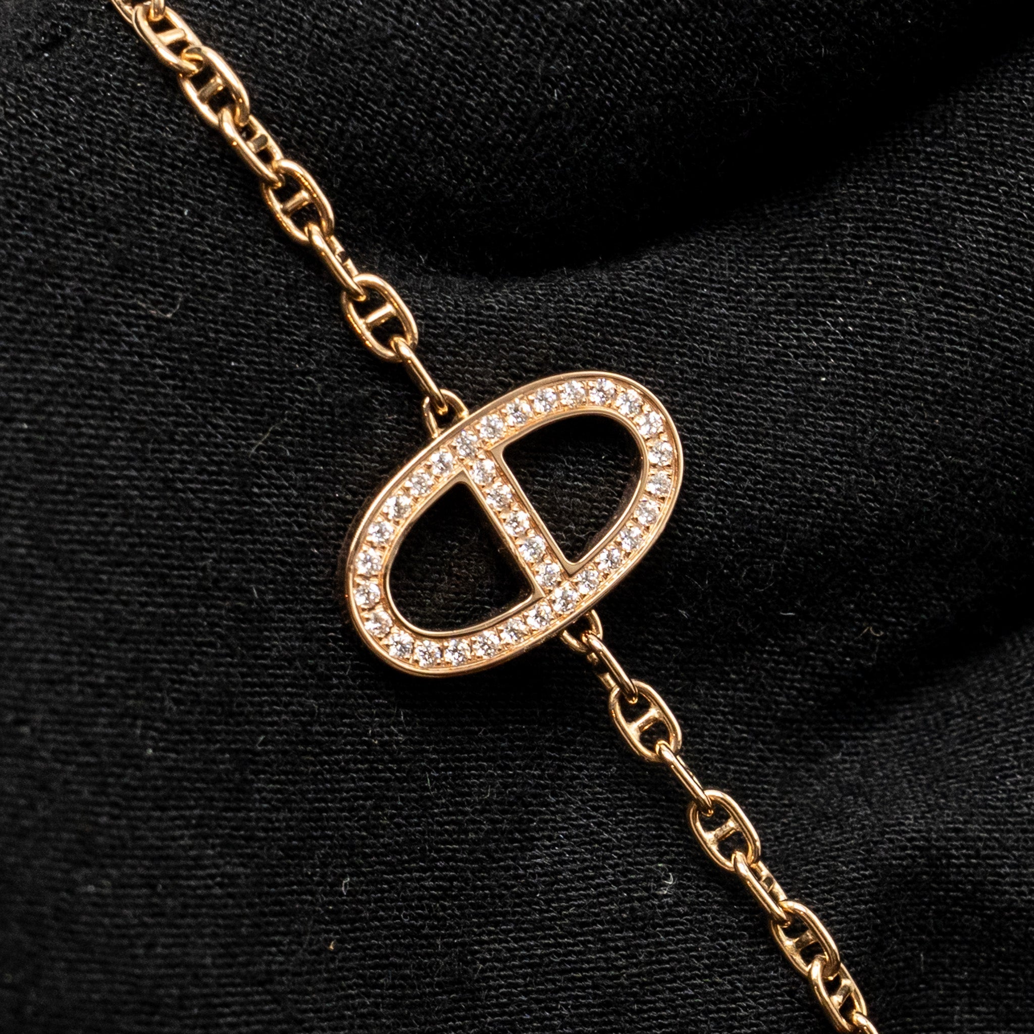 HERMES CHAINE D’ANCRE CONTOUR BRACELET ROSE GOLD DIAMONDS