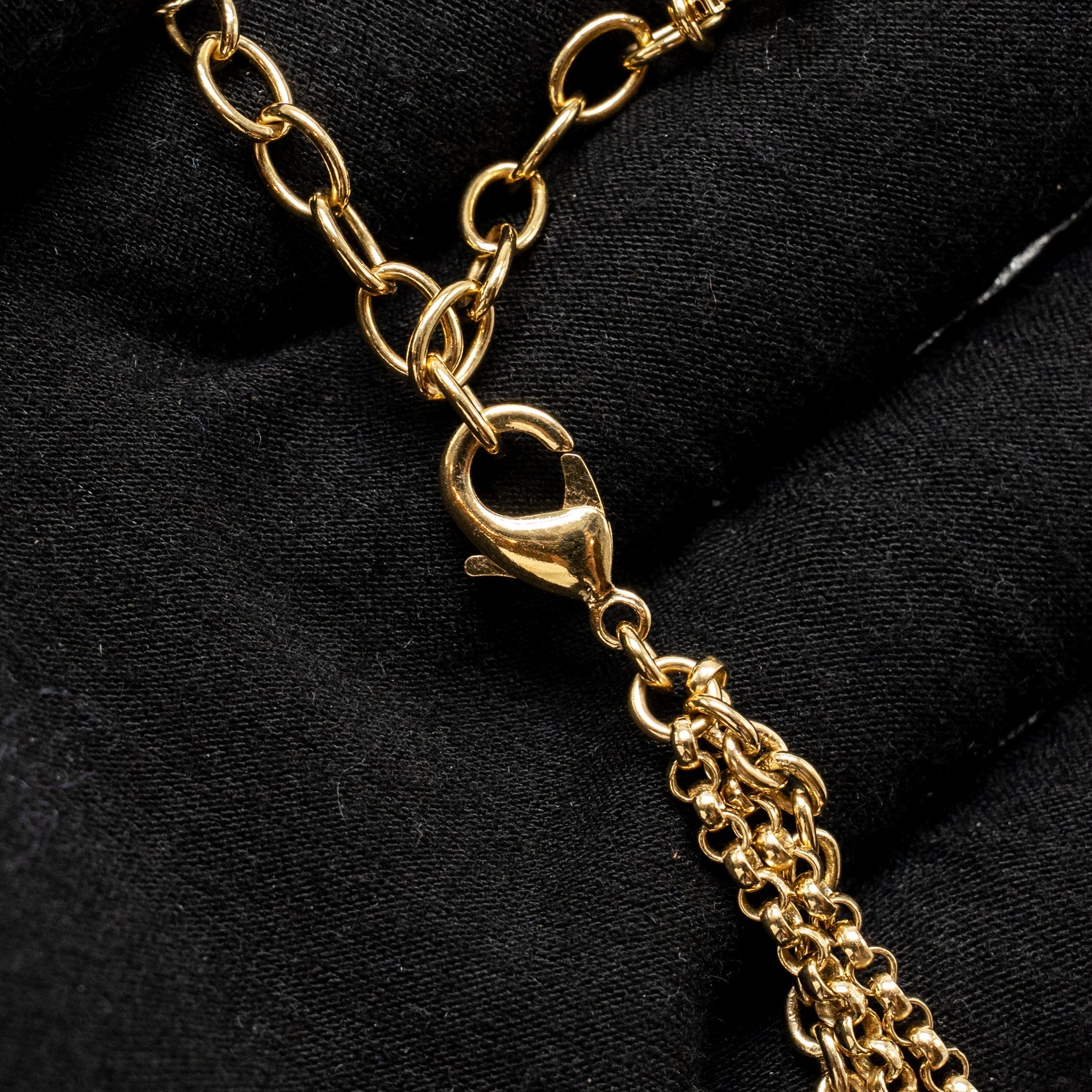 CHANEL CC AND HEARTS CHAIN CHOCKER CRYSTAL LIGHT GOLD TONE