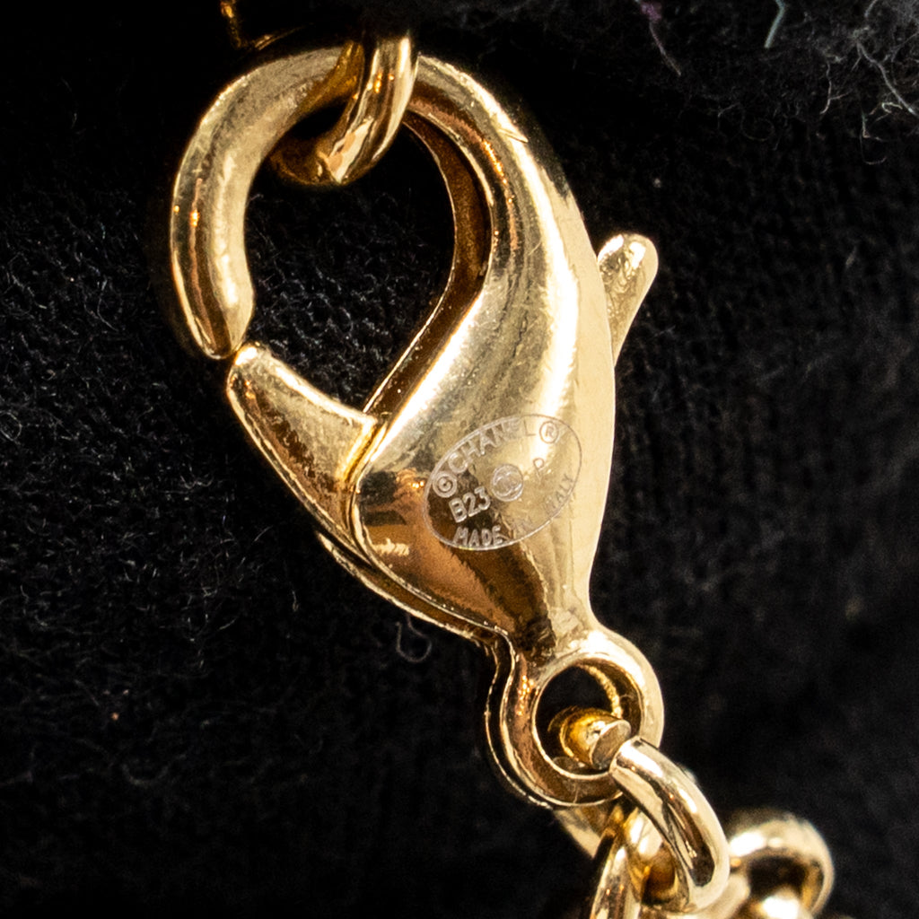 CHANEL CC AND HEARTS CHAIN CHOCKER CRYSTAL LIGHT GOLD TONE