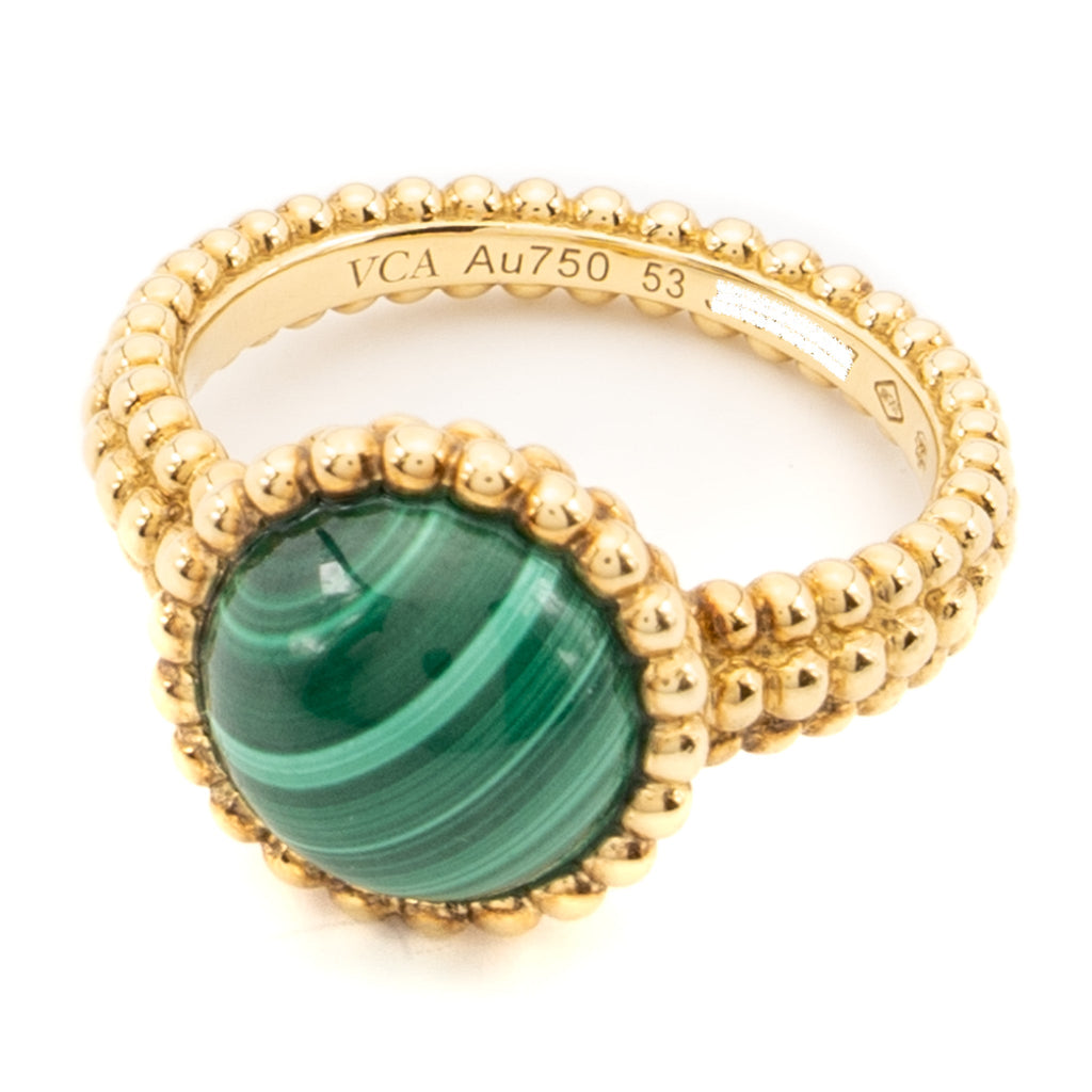 VAN CLEEF AND ARPELS PERLEE COULEURS RING 18K YELLOW GOLD, MALACHITE