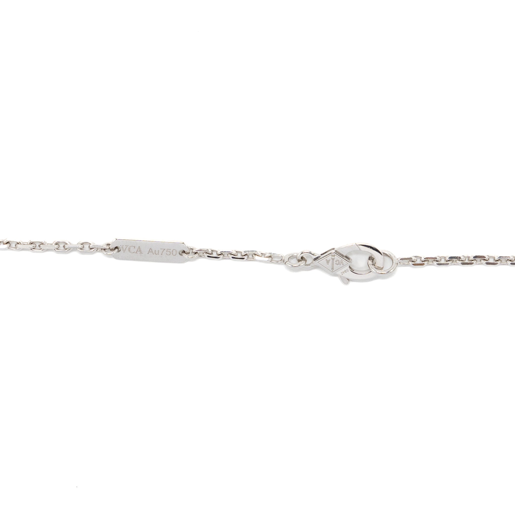 VAN CLEEF AND ARPELS MAGIC ALHAMBRA LONG NECKLACE, 1 MOTIF 18K WHITE GOLD, CHALCEDONY