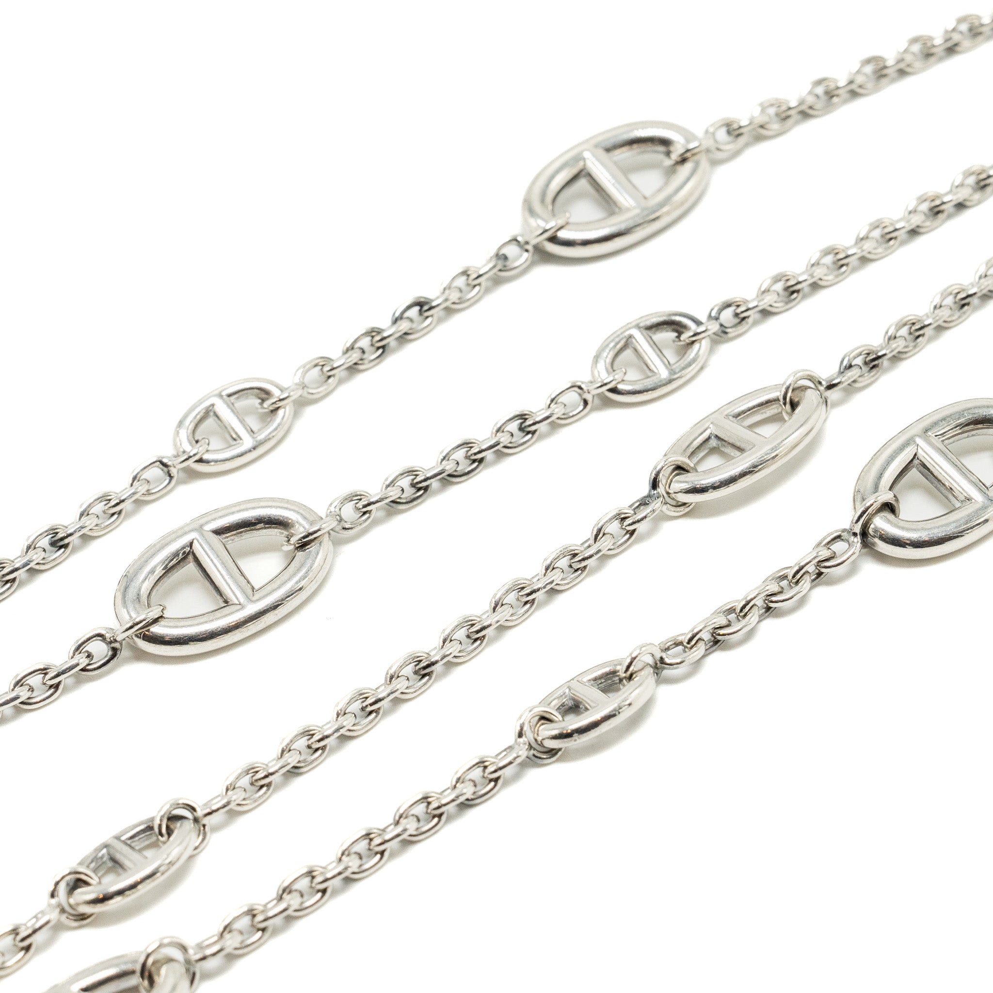 HERMES 160CM FARANDOLE LONG NECKLACE SILVER TONE