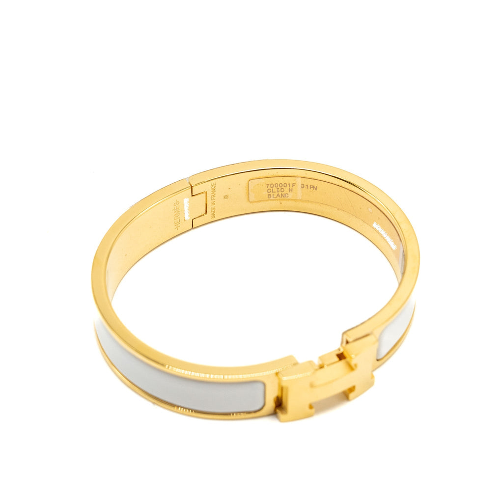 HERMES CIIC H BRACELET BLANC GHW